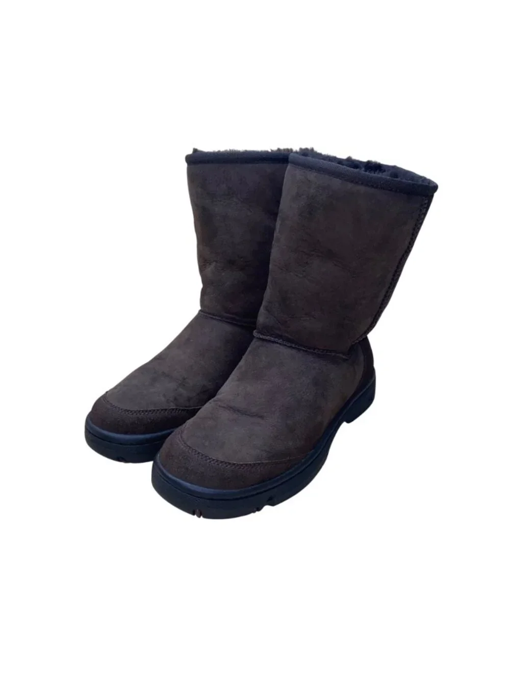 UGG Women’s Brown Suede Mid-Calf Warm Lined  Ultimate Short Boots Size W8